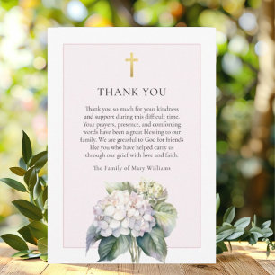 Floral Hydrangea Religiosa Funeral Gracias Tarjeta