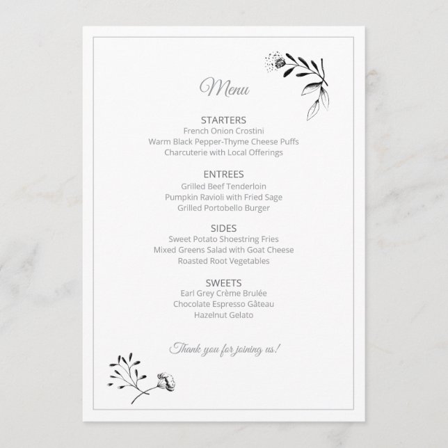 Floral Illustration Menu Card (Anverso)
