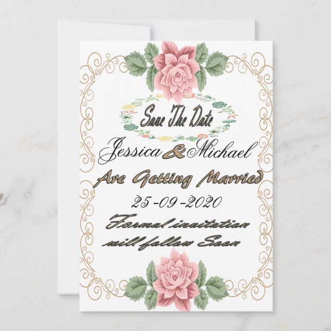 Floral imprimible Guardar plantilla de tarjeta de  (Anverso)