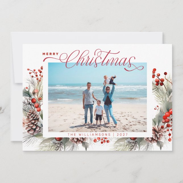 Floral Invierno Feliz Navidad (Anverso)