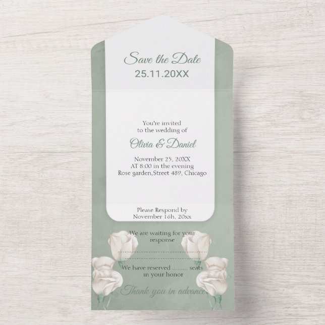 Floral Invitación a la boda Guardar la fecha (Interior)