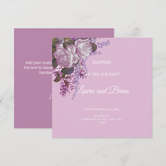 Floral, Invitación Boda recién casada (Anverso / Reverso)
