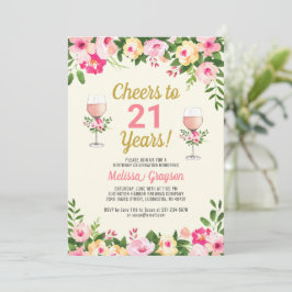 Floral invitación de cumpleaños número 21