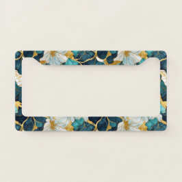 Floral Japonés Verde Teal Dorado