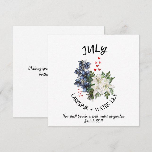 Floral JULY Nacimiento Mes Flor Personalizado Cris (Anverso / Reverso)