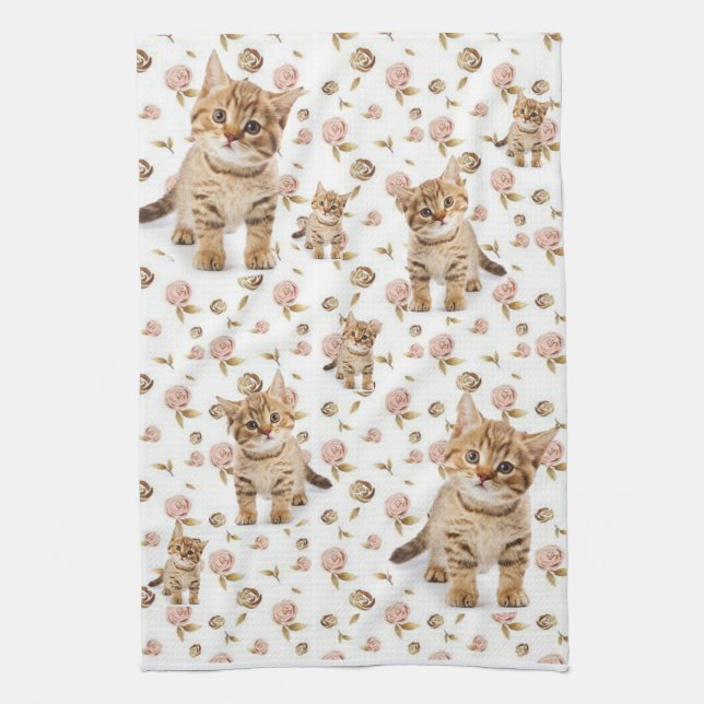 Floral Kittens Kitchen Toalla de mano (Vertical)
