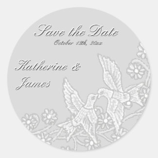 Floral Lace Platinum Save the Date Pegatina