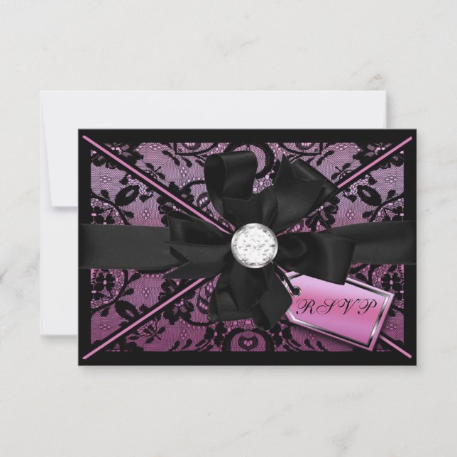 Floral Lace RSVP con Diamond Bow (Anverso)