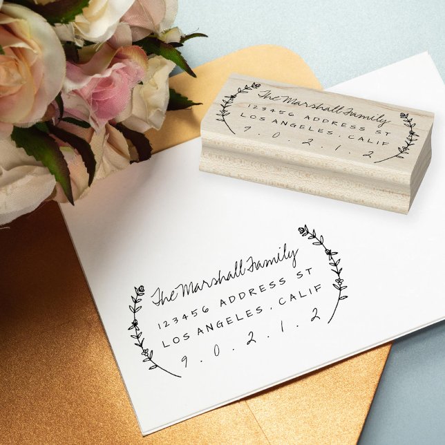 Floral Laurels Dirección personalizada Sello de go (Subido por el creador)