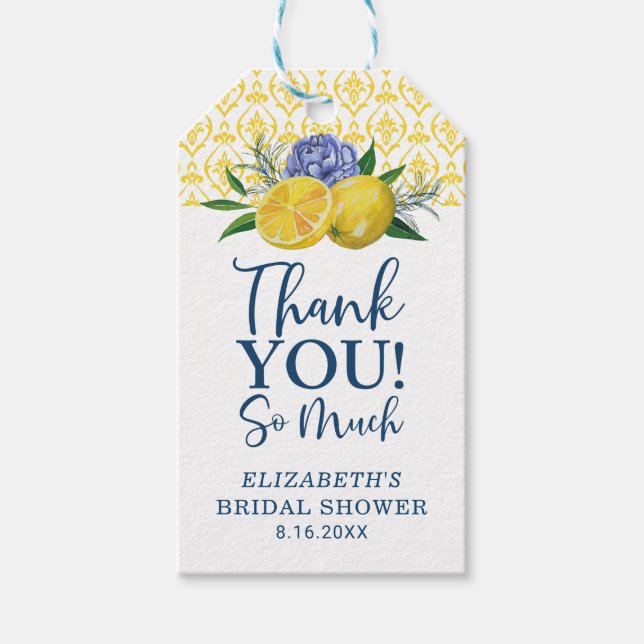 Floral Lemon Bridal Shower Gracias Etiqueta De Reg (Anverso)