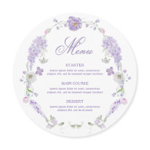 Floral Lilac Lavender Wreath Round Menú