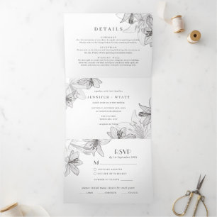 Floral Lilies Todo En Una Invitación