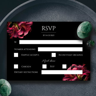 Floral Lily Dark Boda gótica Tarjeta RSVP