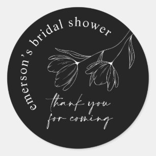 Floral Line Art Bridal Shower Favor Seal Pegatina