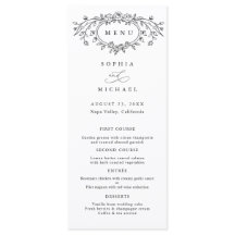 Floral Line Art Wedding Flat Menu