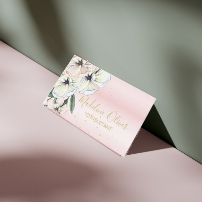 Floral Magnolia Moderna Tarjeta de Negocios de Oro (Subido por el creador)
