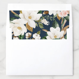 Floral Magnolia Neutral Marina Blanca Azul Elegant