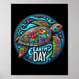 Floral Mar Turtle Earth Day Arte Animal Amor