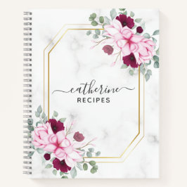 Floral Marble Blank receta de libro de cocina para