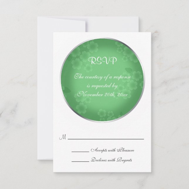 Floral Marca de agua Jade Boda Verde Tarjetas RSVP (Anverso)