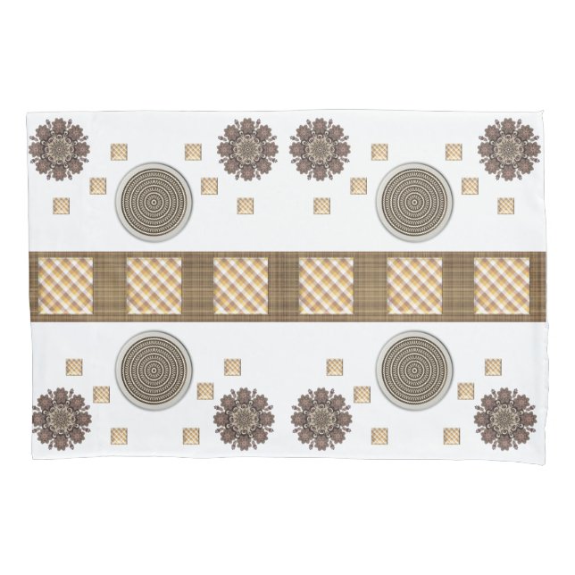 Floral marrón Funda de almohada al cuadrado (Anverso)