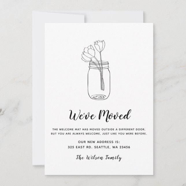 Floral Mason Jar Hemos Mudado Nueva Dirección Movi (Anverso)