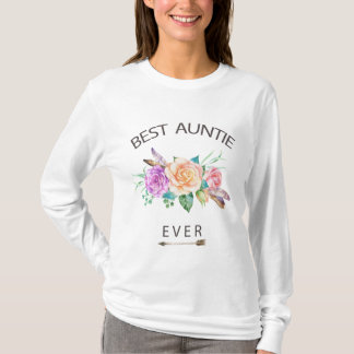 Floral Mejor Tía Acuarela Larga Camisa De Manga