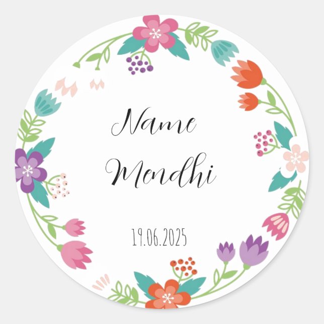 Floral Mendhi favorece a los pegatinas (Anverso)