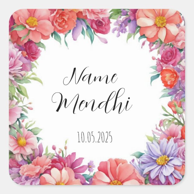 Floral Mendhi favorece a los pegatinas (Anverso)