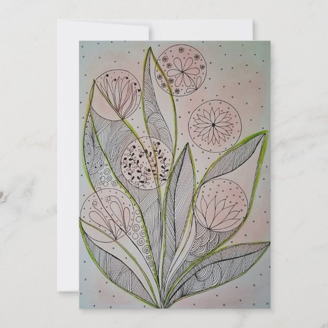 Floral Mixed Media Design Flat Card (Anverso)
