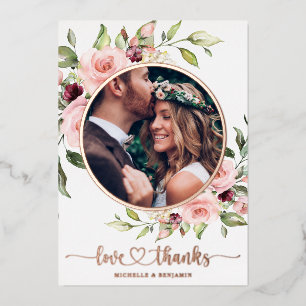 Floral Modern Elegant Wedding Gracias Tarjeta de F
