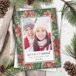 Floral moderna de Navidad Recién casados recién de