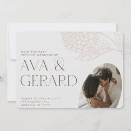 Floral Moderna Gris Marrón Guardar La Invitación D