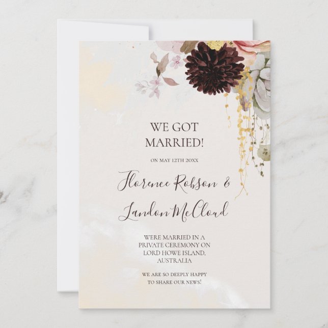 Floral moderna | Invitación de consumo de acuarela (Anverso)