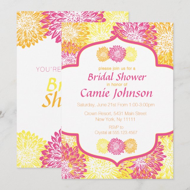Floral moderna, Mamáes Invitaciones a la ducha de  (Anverso / Reverso)