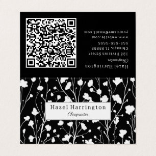 Floral moderna QR tarjeta de visita plegada blanco