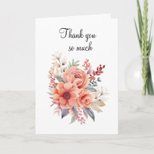 Floral Muchas Gracias, Tarjeta De Saludo Doblada