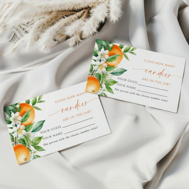 Floral naranja Cuántos Candies Ducha Tarjeta de ju (Subido por el creador)