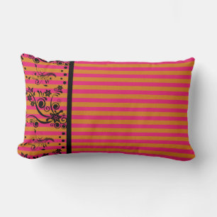 Floral negra sobre rosa - almohada