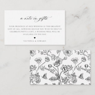 Floral Negra Vintage Una Nota En El Boda De Regalo