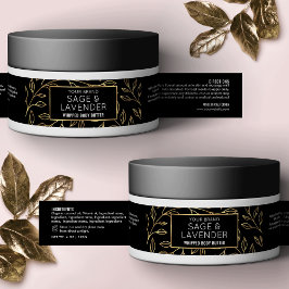 Floral negra y dorada 4 OZ Skincare Jar cosmético