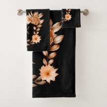 Floral negro, marrón y melocotón con monograma 