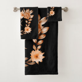 Floral negro, marrón y melocotón con monograma
