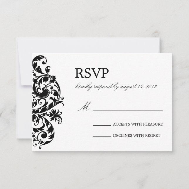 FLORAL NEGRO Y BLANCO | RESPUESTA DE BODAS (Anverso)