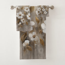 Floral Neutral Gray Gold Taupe