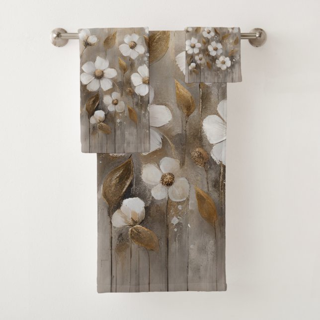 Floral Neutral Gray Gold Taupe (In situ)