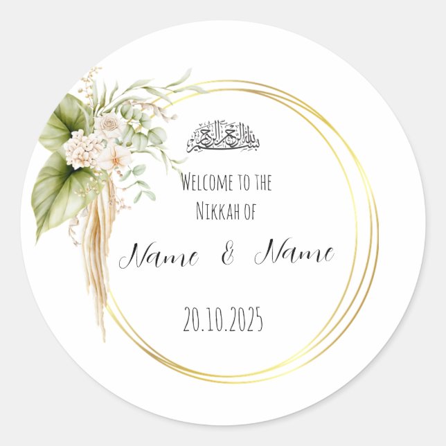 Floral Nikkah favorece a los pegatinas (Anverso)