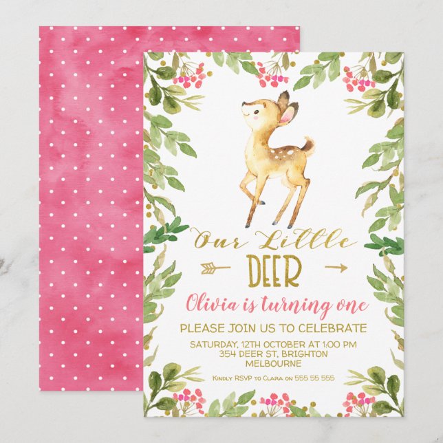 Floral Nuestra invitación a la fiesta de cumpleaño (Anverso / Reverso)