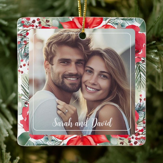 Floral Nuestro primer ornamento de fotos compromet (Subido por el creador)