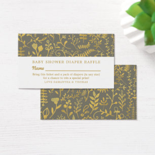 Floral oriental gris y dorada, boleto de gofre de 